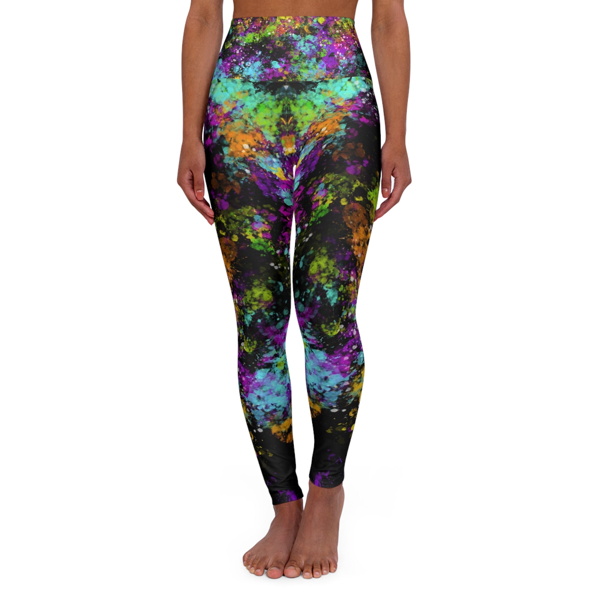 High-Waist Galaxy Tie-Dye Yoga Leggings — Colorful Abstract Activewear