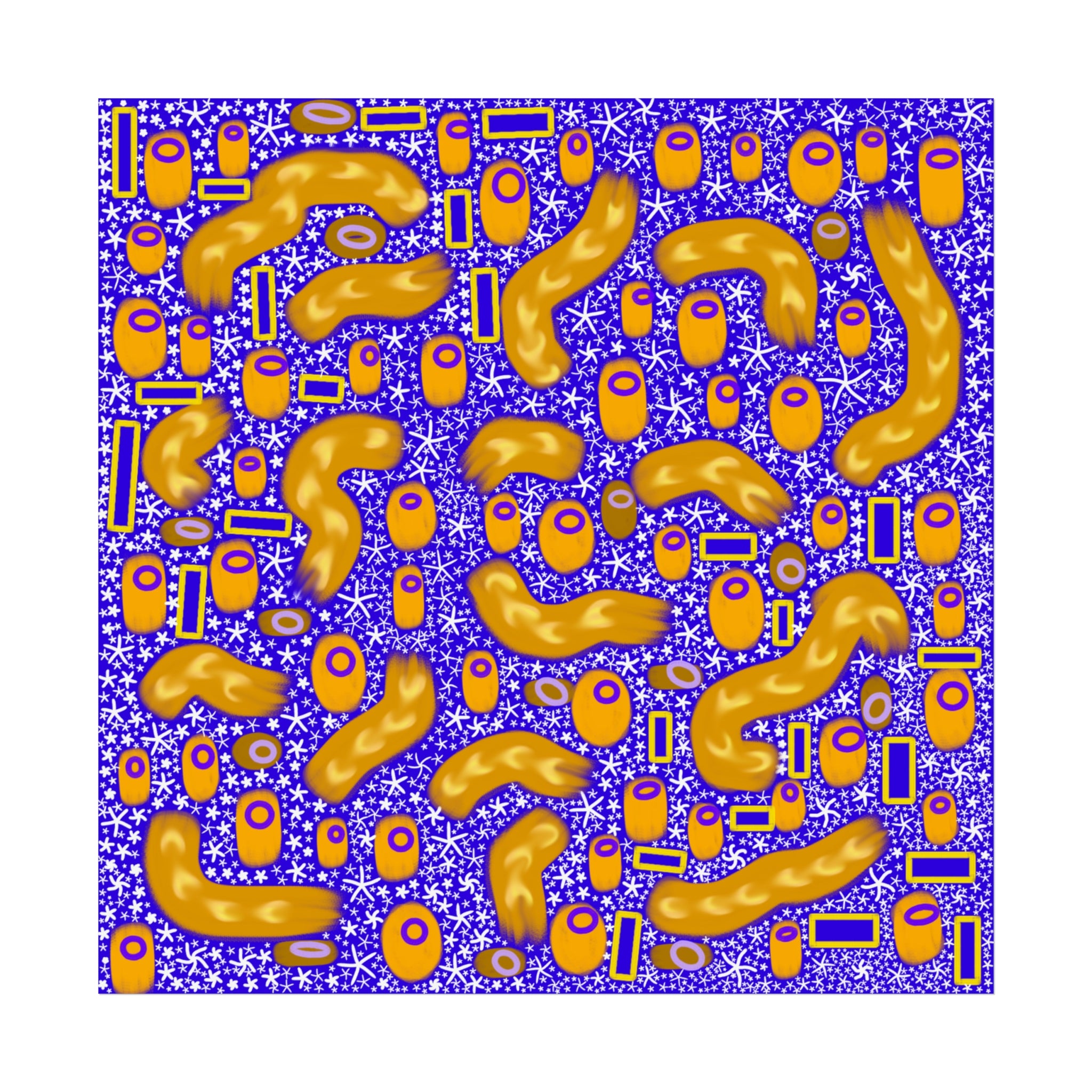 Abstract Pattern Poster — Vibrant Gold & Royal Blue Modern Art Print