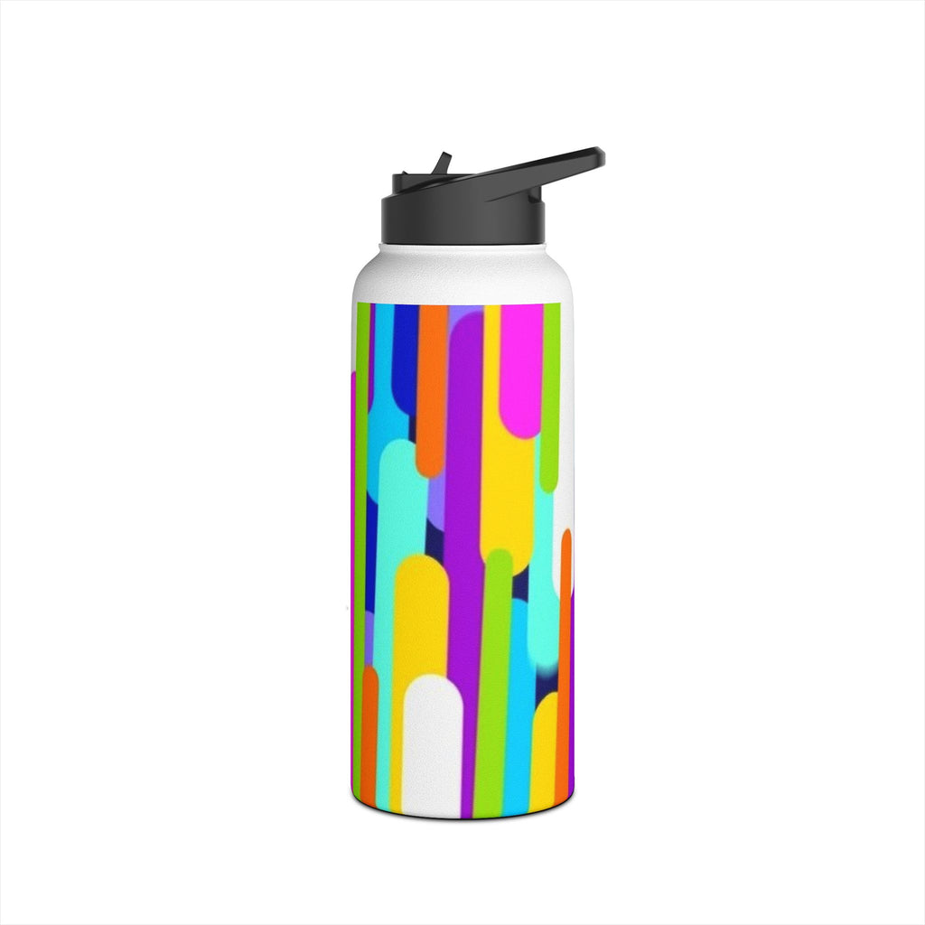 Colorful Retro Stripe Stainless Steel Water Bottle — Bright Geometric Hydration Bottle