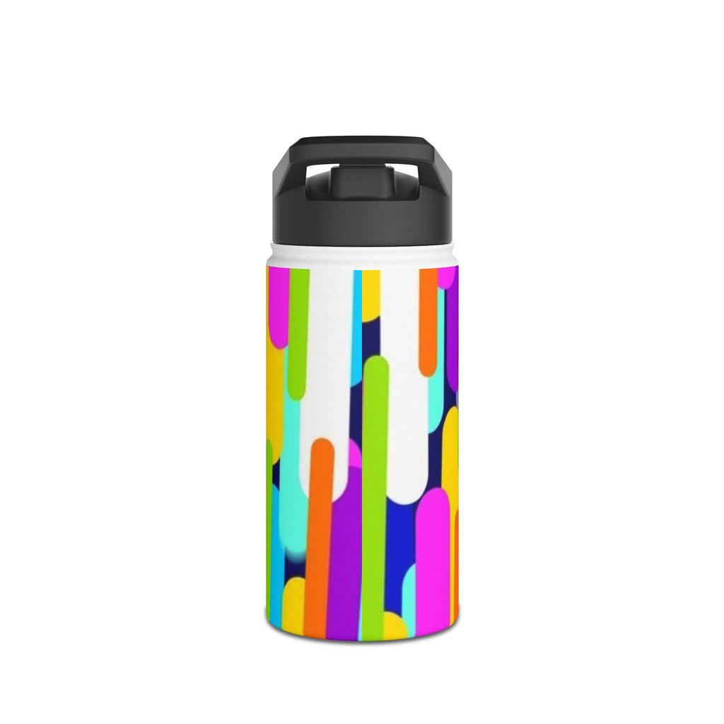 Colorful Retro Stripe Stainless Steel Water Bottle — Bright Geometric Hydration Bottle