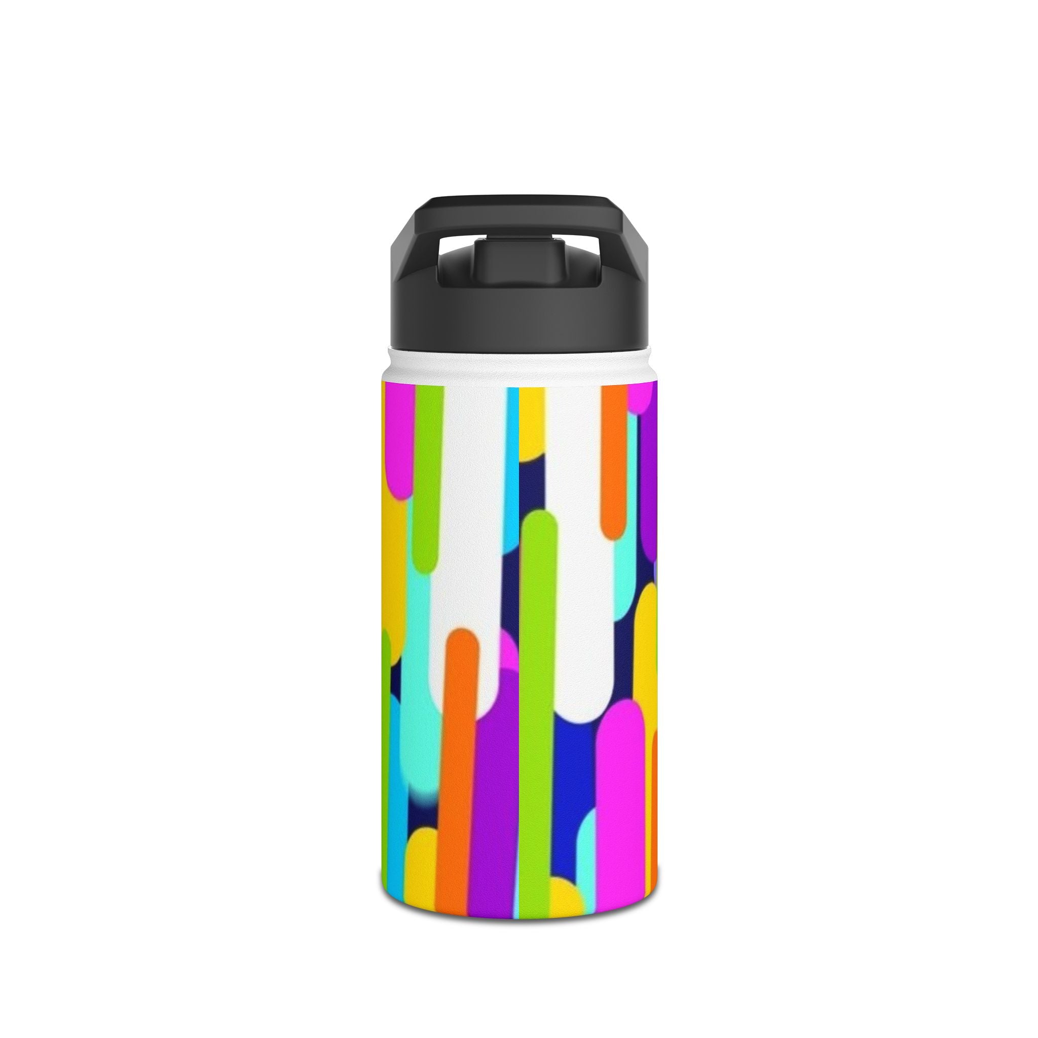 Colorful Retro Stripe Stainless Steel Water Bottle — Bright Geometric Hydration Bottle