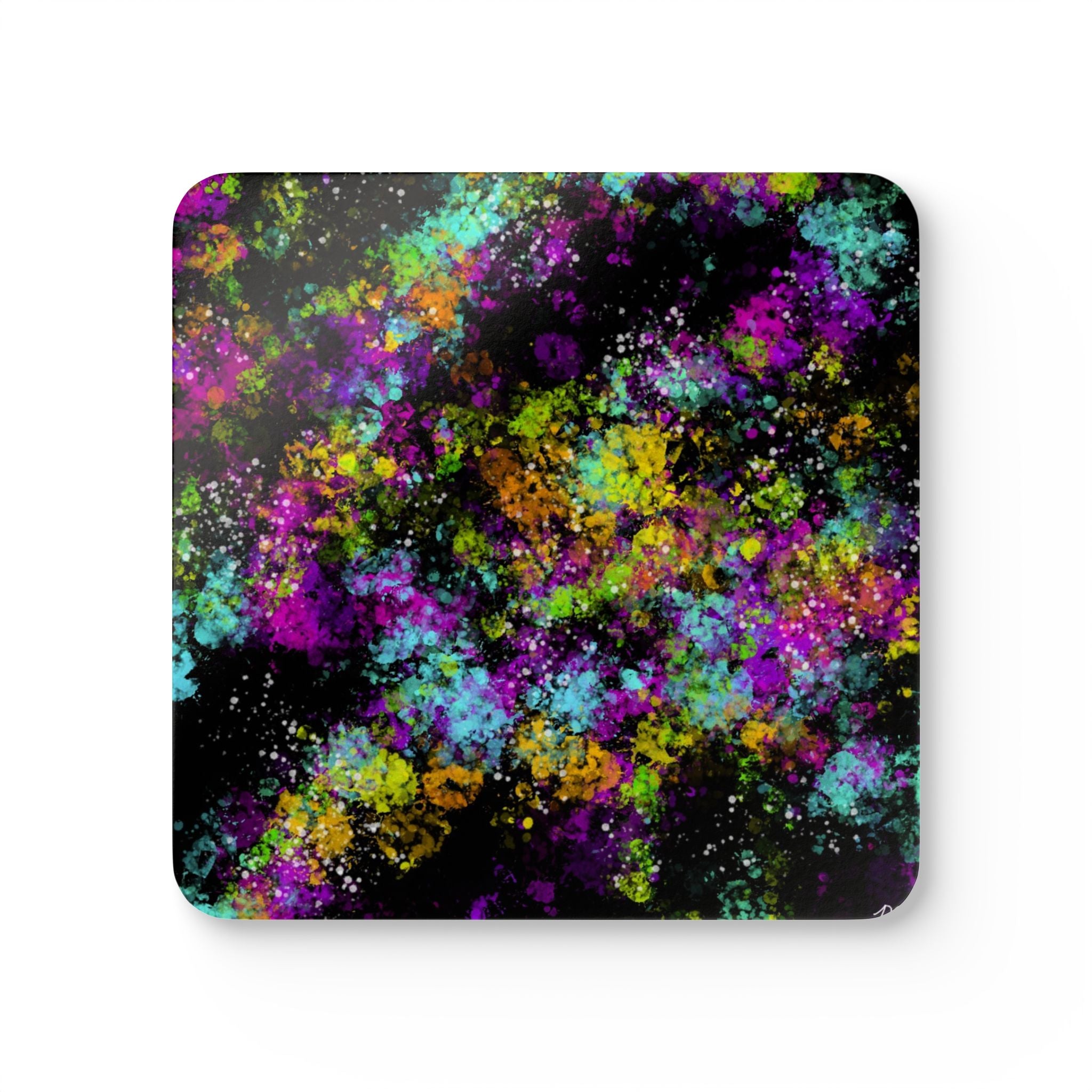 Galaxy Splash Cork Coaster Set — Colorful Abstract Drink Coasters (4-Pack)