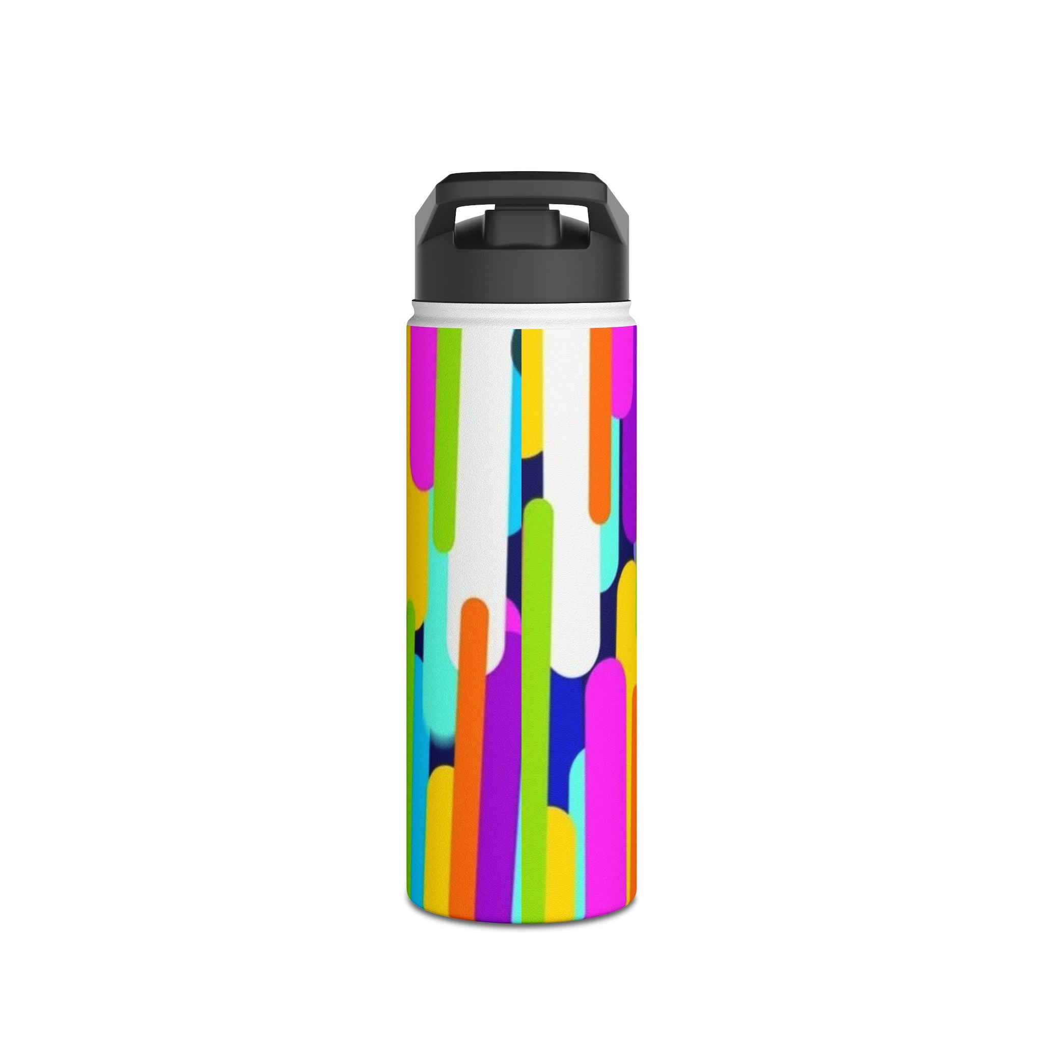 Colorful Retro Stripe Stainless Steel Water Bottle — Bright Geometric Hydration Bottle