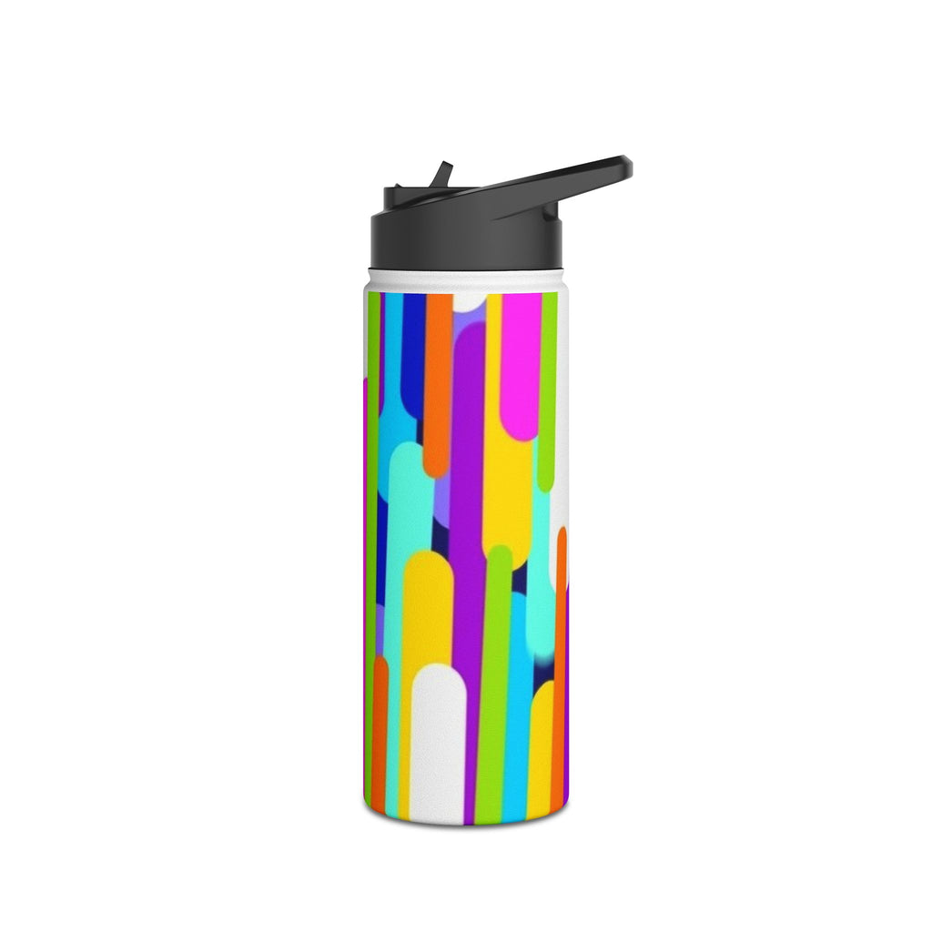 Colorful Retro Stripe Stainless Steel Water Bottle — Bright Geometric Hydration Bottle
