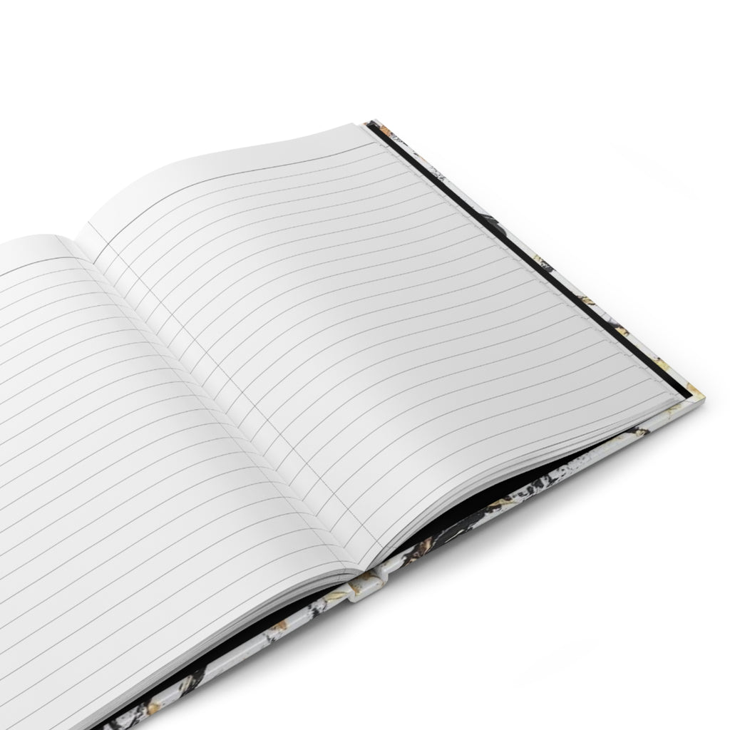 Abstract Marble Splash Hardcover Journal — Black & Gold Artistic Notebook