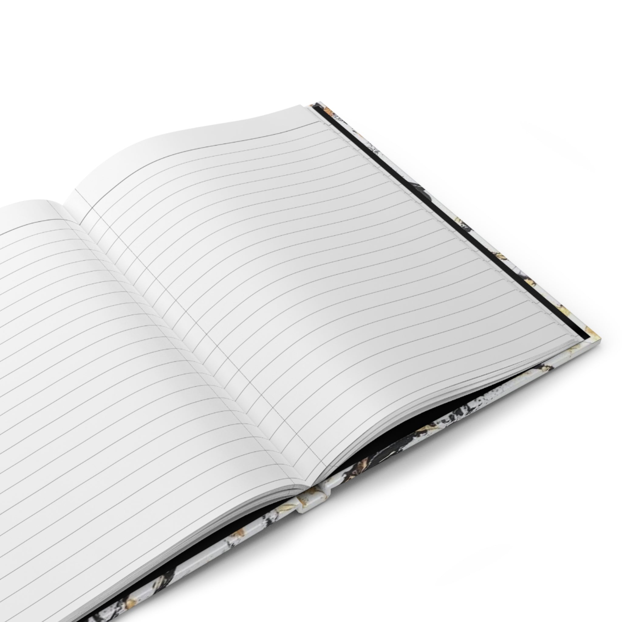 Abstract Marble Splash Hardcover Journal — Black & Gold Artistic Notebook