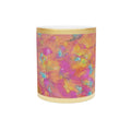 Gold Metallic Mug with Vibrant Abstract Marble Art — Colorful Swirl Coffee Cup