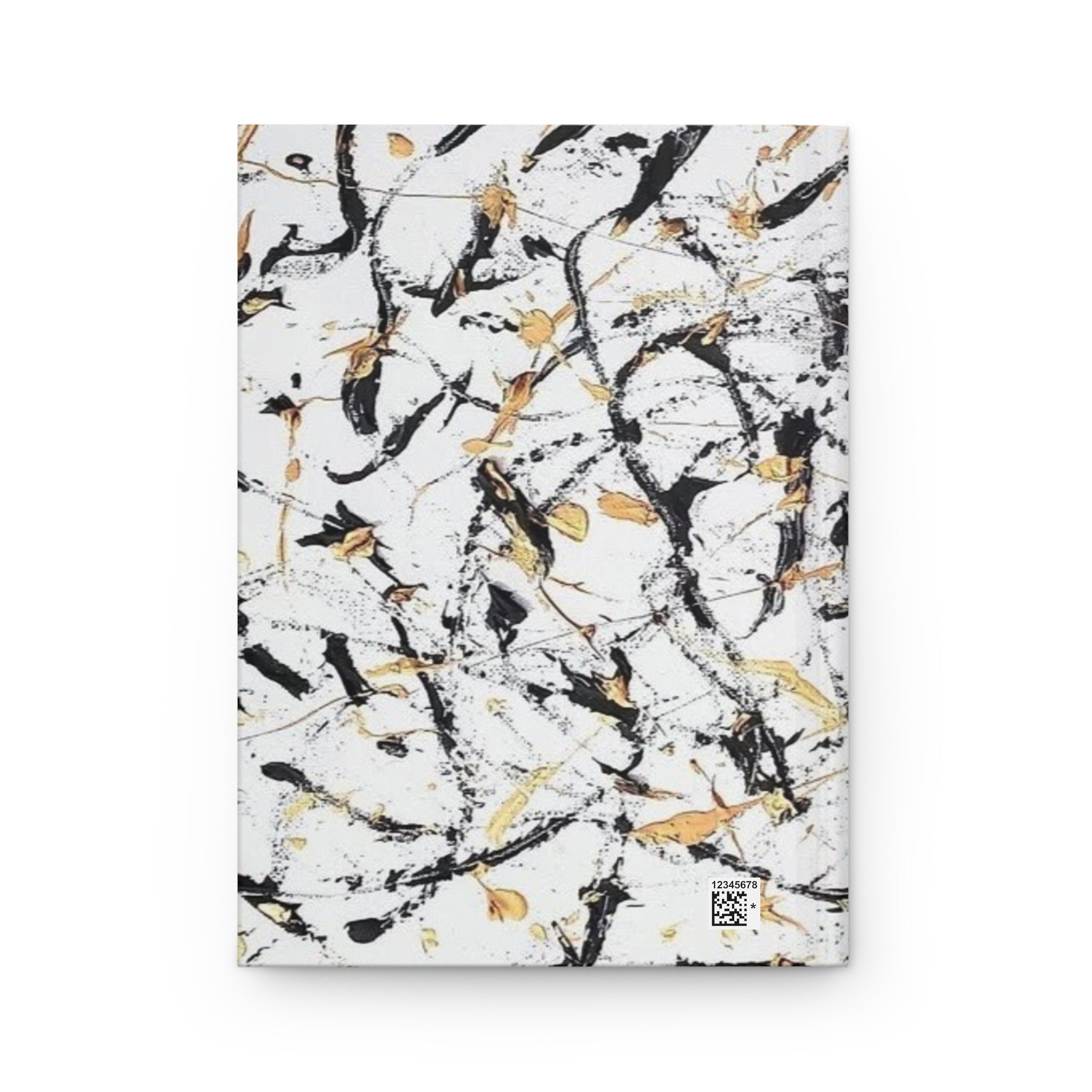 Abstract Marble Splash Hardcover Journal — Black & Gold Artistic Notebook