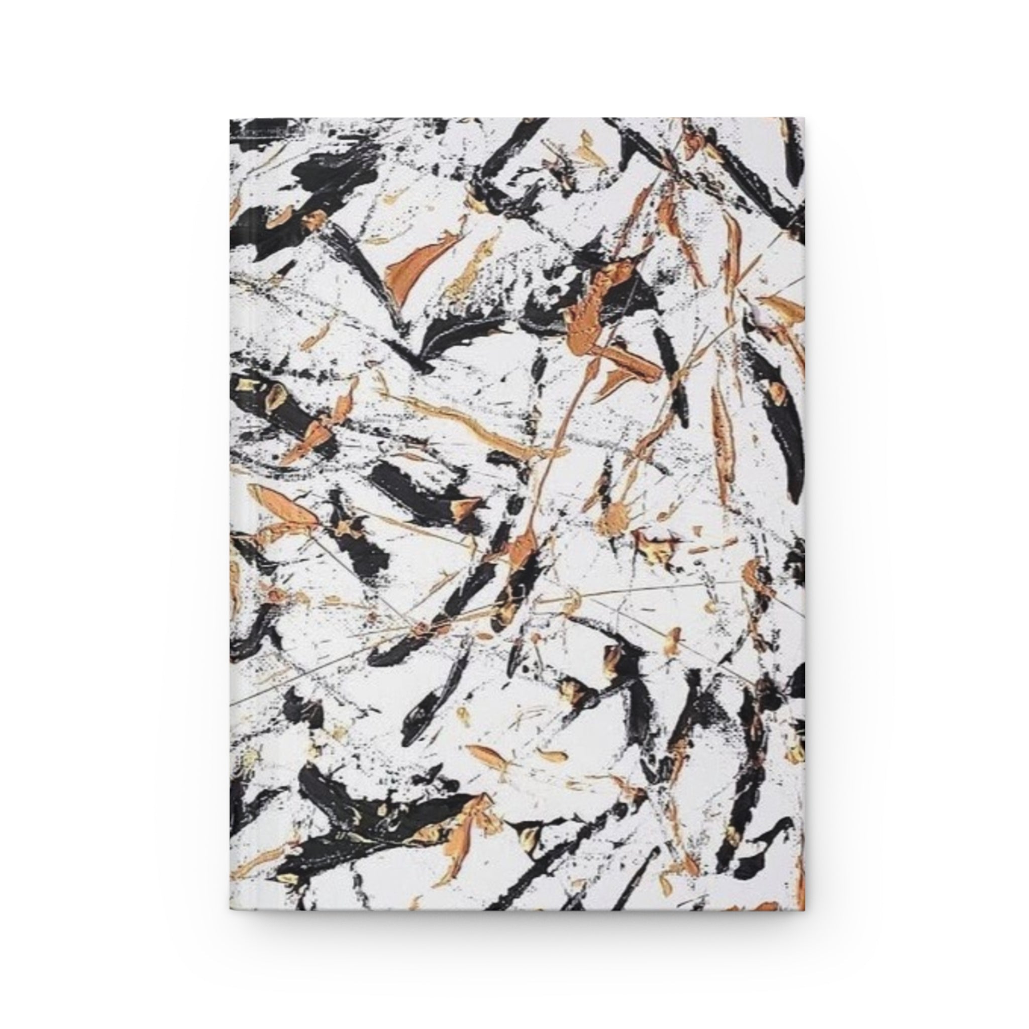 Abstract Marble Splash Hardcover Journal — Black & Gold Artistic Notebook