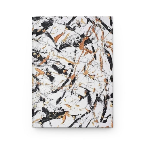 Abstract Marble Splash Hardcover Journal — Black & Gold Artistic Notebook