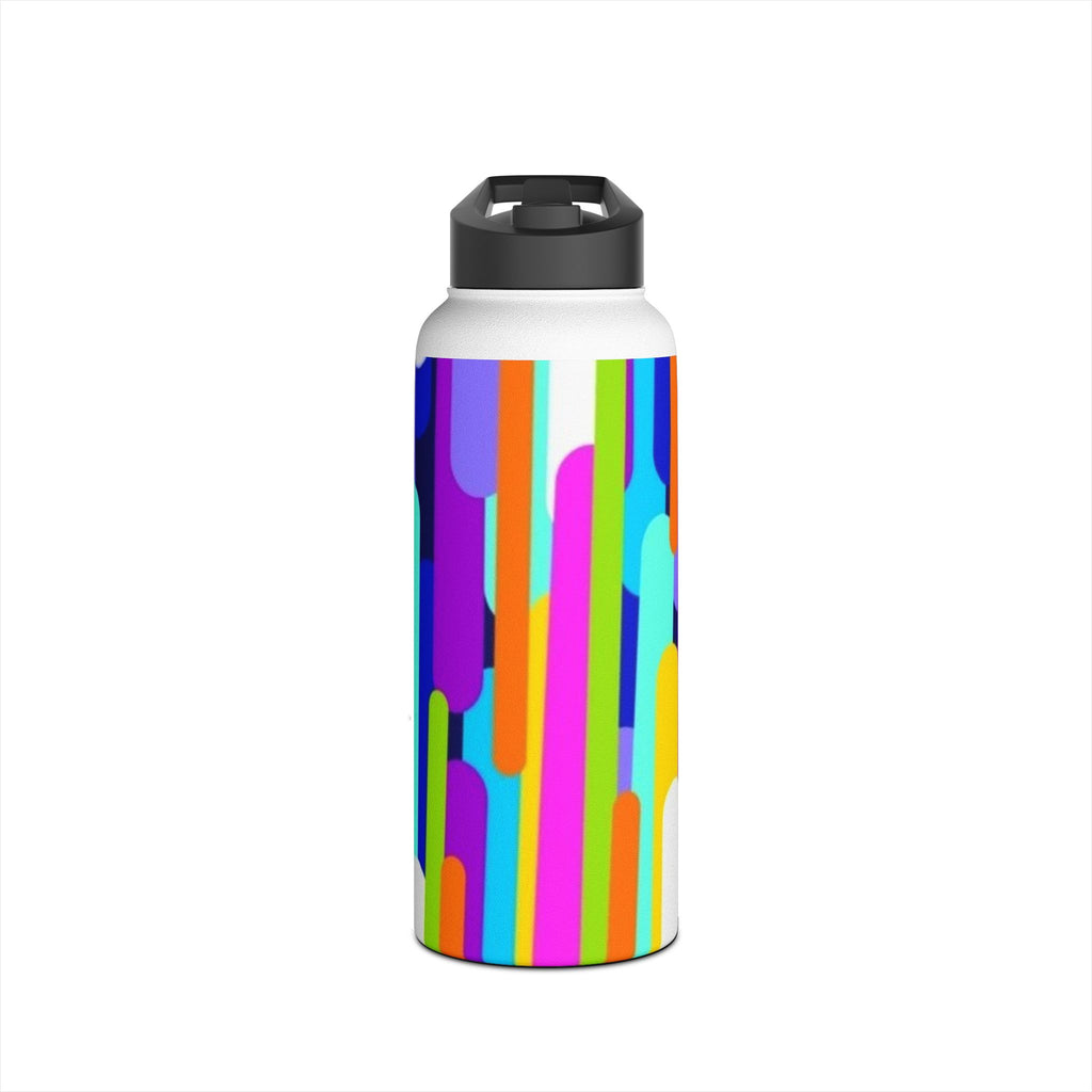 Colorful Retro Stripe Stainless Steel Water Bottle — Bright Geometric Hydration Bottle