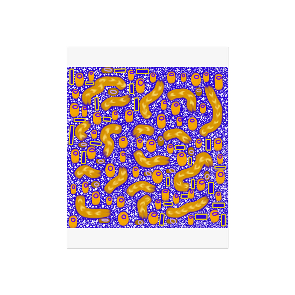 Abstract Pattern Poster — Vibrant Gold & Royal Blue Modern Art Print