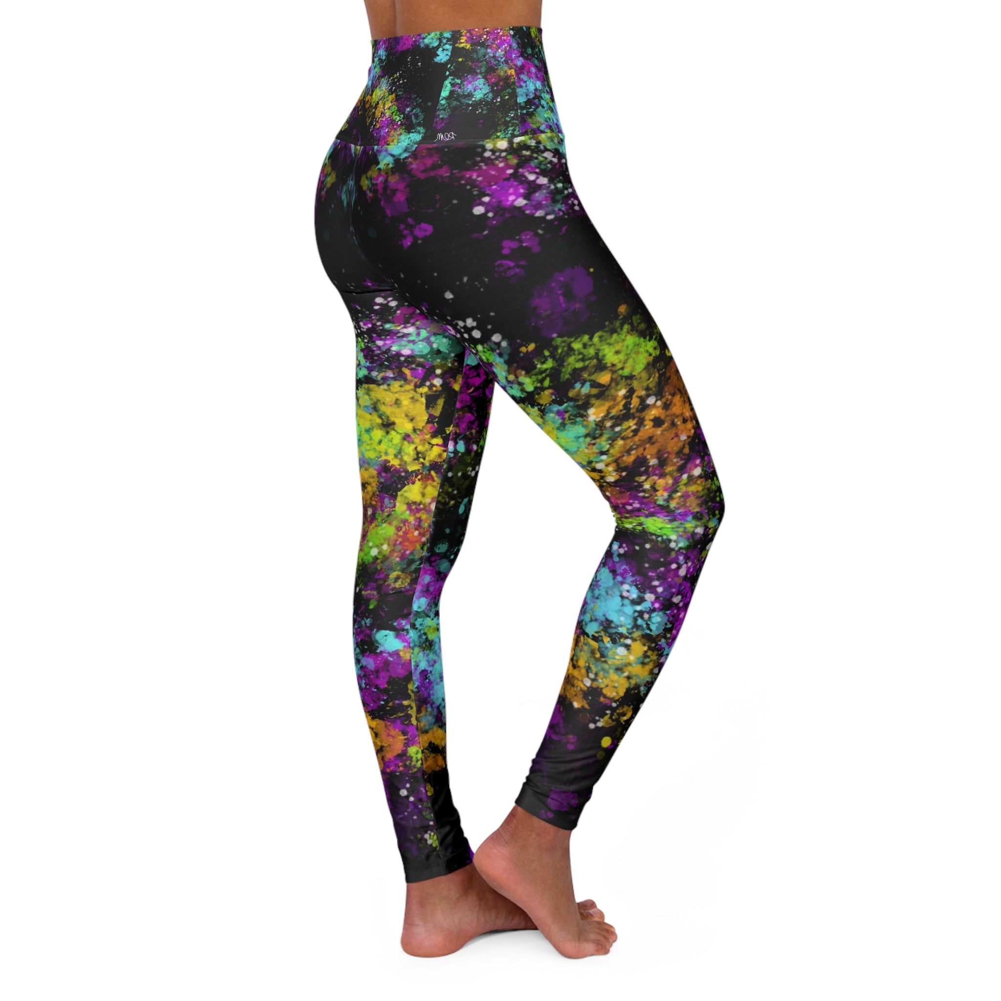 High-Waist Galaxy Tie-Dye Yoga Leggings — Colorful Abstract Activewear