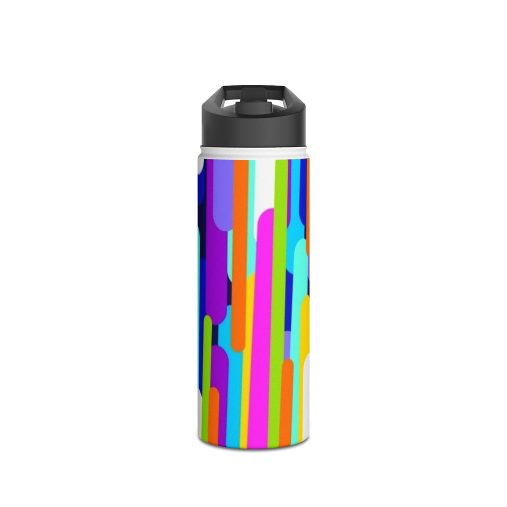 Colorful Retro Stripe Stainless Steel Water Bottle — Bright Geometric Hydration Bottle