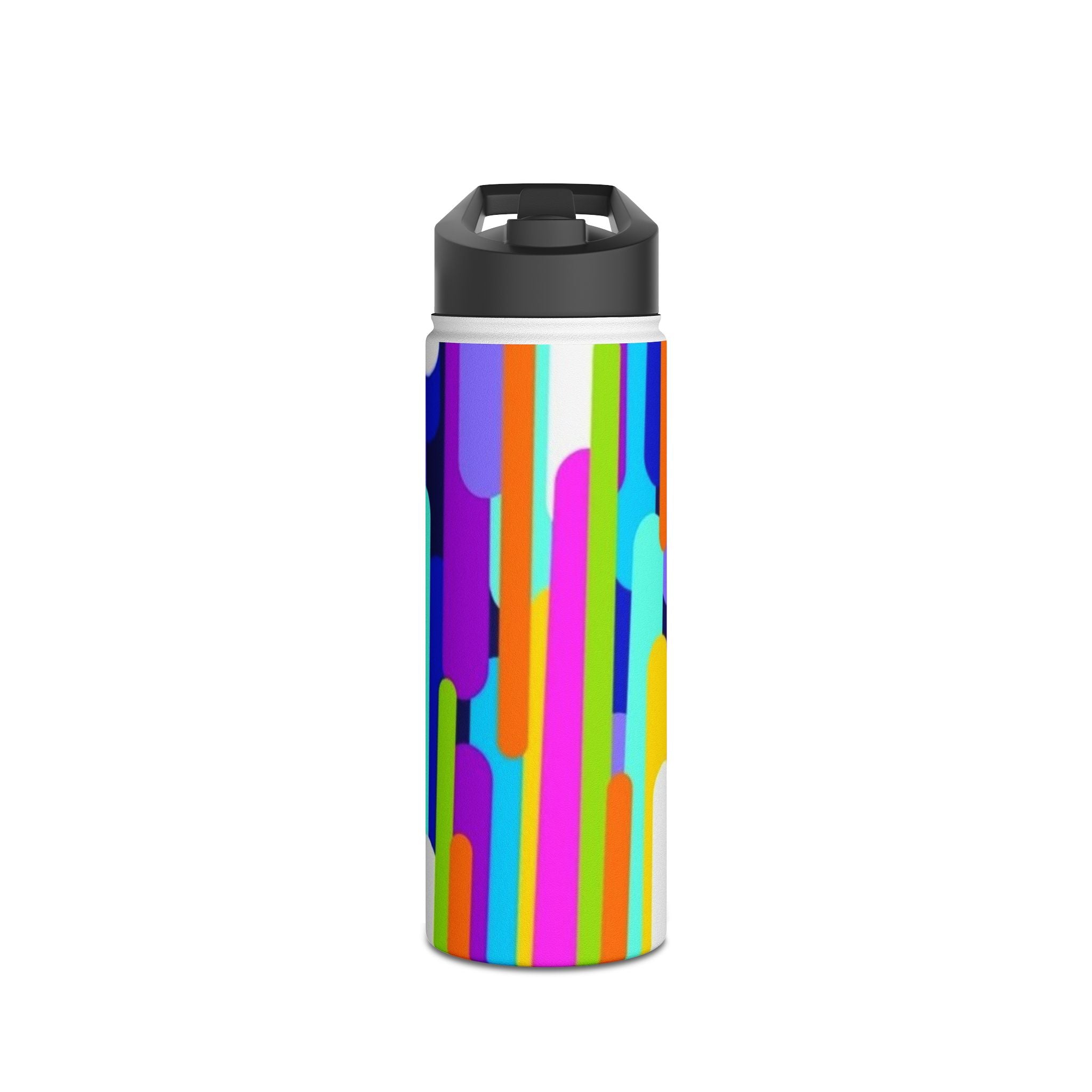 Colorful Retro Stripe Stainless Steel Water Bottle — Bright Geometric Hydration Bottle