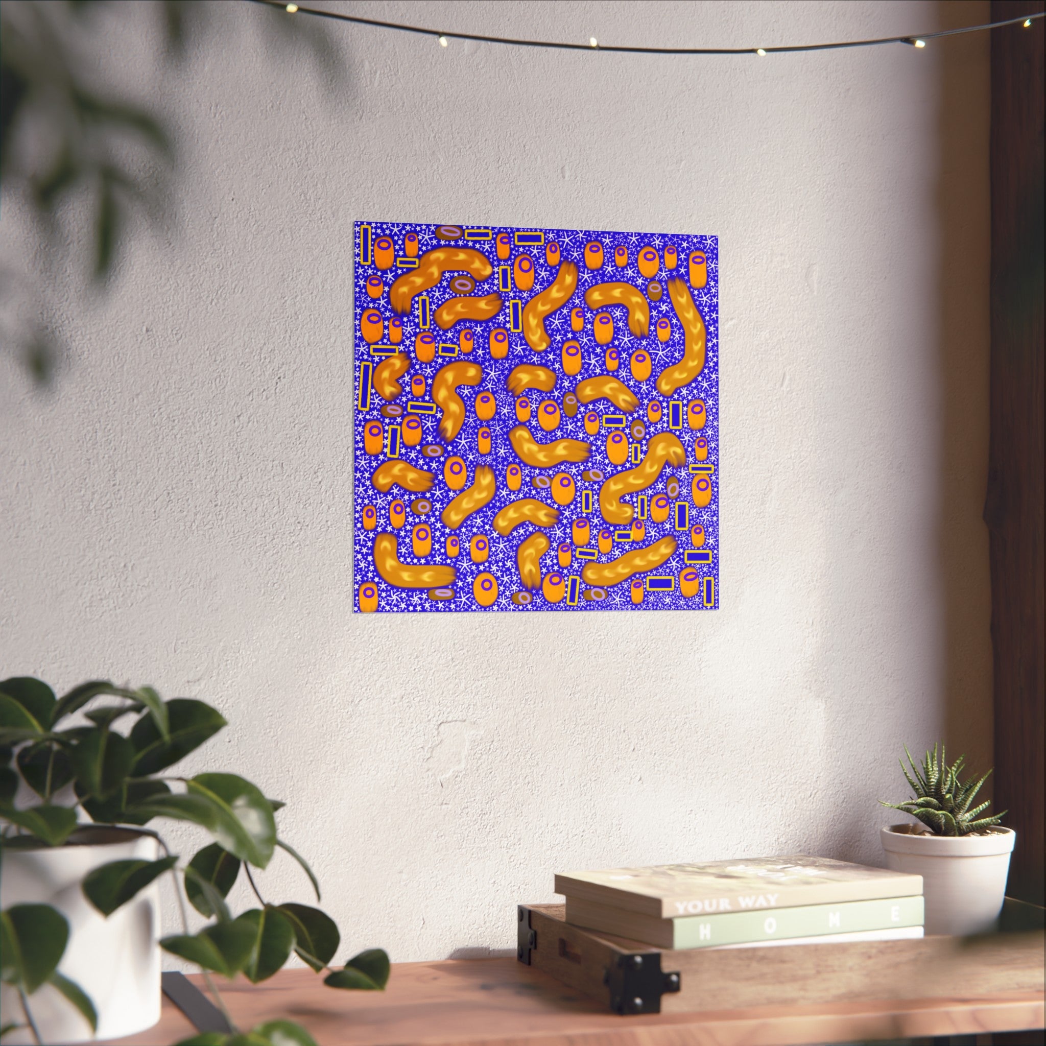 Abstract Pattern Poster — Vibrant Gold & Royal Blue Modern Art Print
