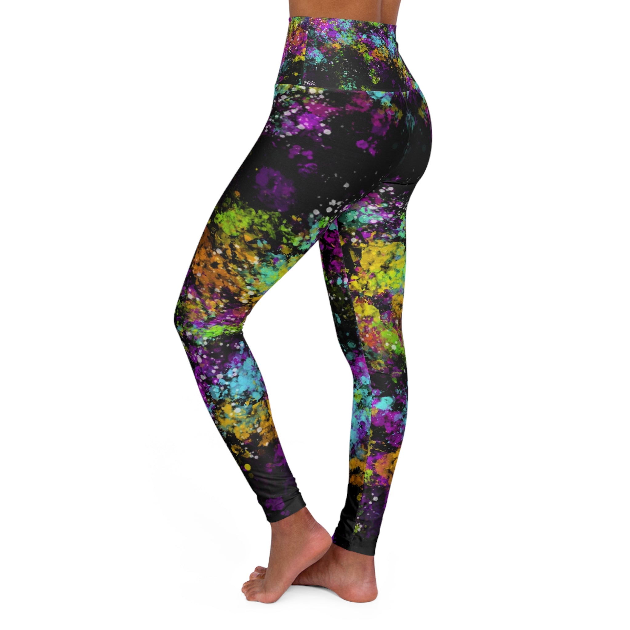 High-Waist Galaxy Tie-Dye Yoga Leggings — Colorful Abstract Activewear