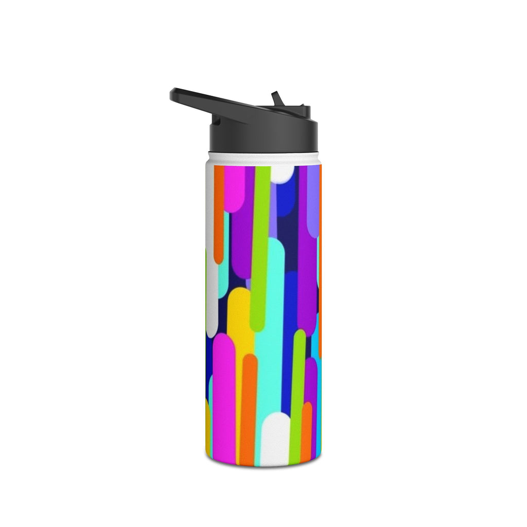 Colorful Retro Stripe Stainless Steel Water Bottle — Bright Geometric Hydration Bottle