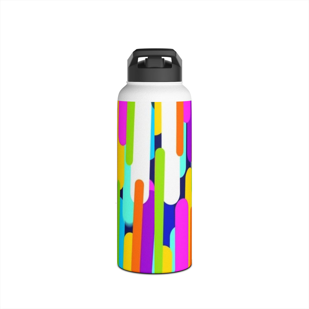 Colorful Retro Stripe Stainless Steel Water Bottle — Bright Geometric Hydration Bottle